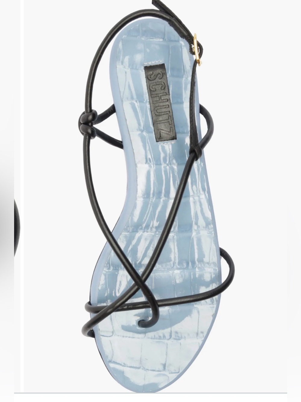 Schutz Malta Strappy Flat Sandals in Blue and Black US 8.5